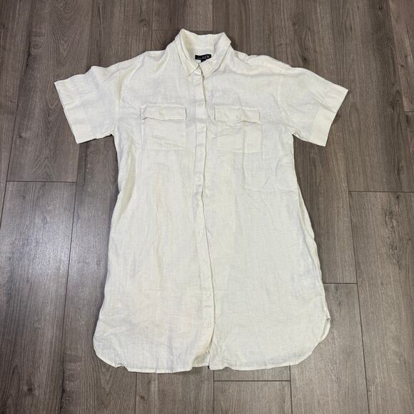 J Crew  Utility Linen Short Sleeve Mini Shirtdress US Women's M New - Picture 3 of 7